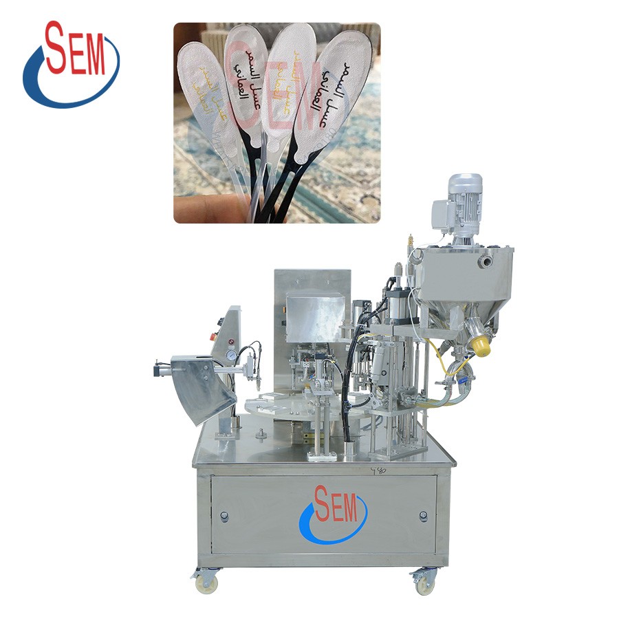semi-automatic filling and sealing machine for honey spoon 