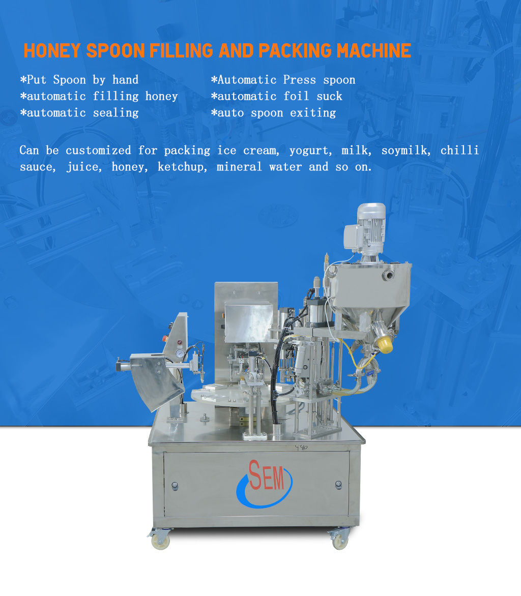 Honey spoon filling and sealing machine