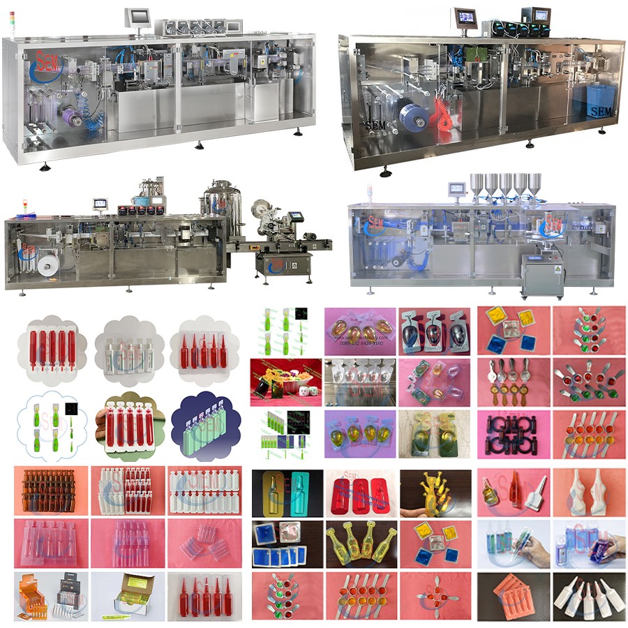 Automatic plastic ampoule bottle forming, filling and sealing machin