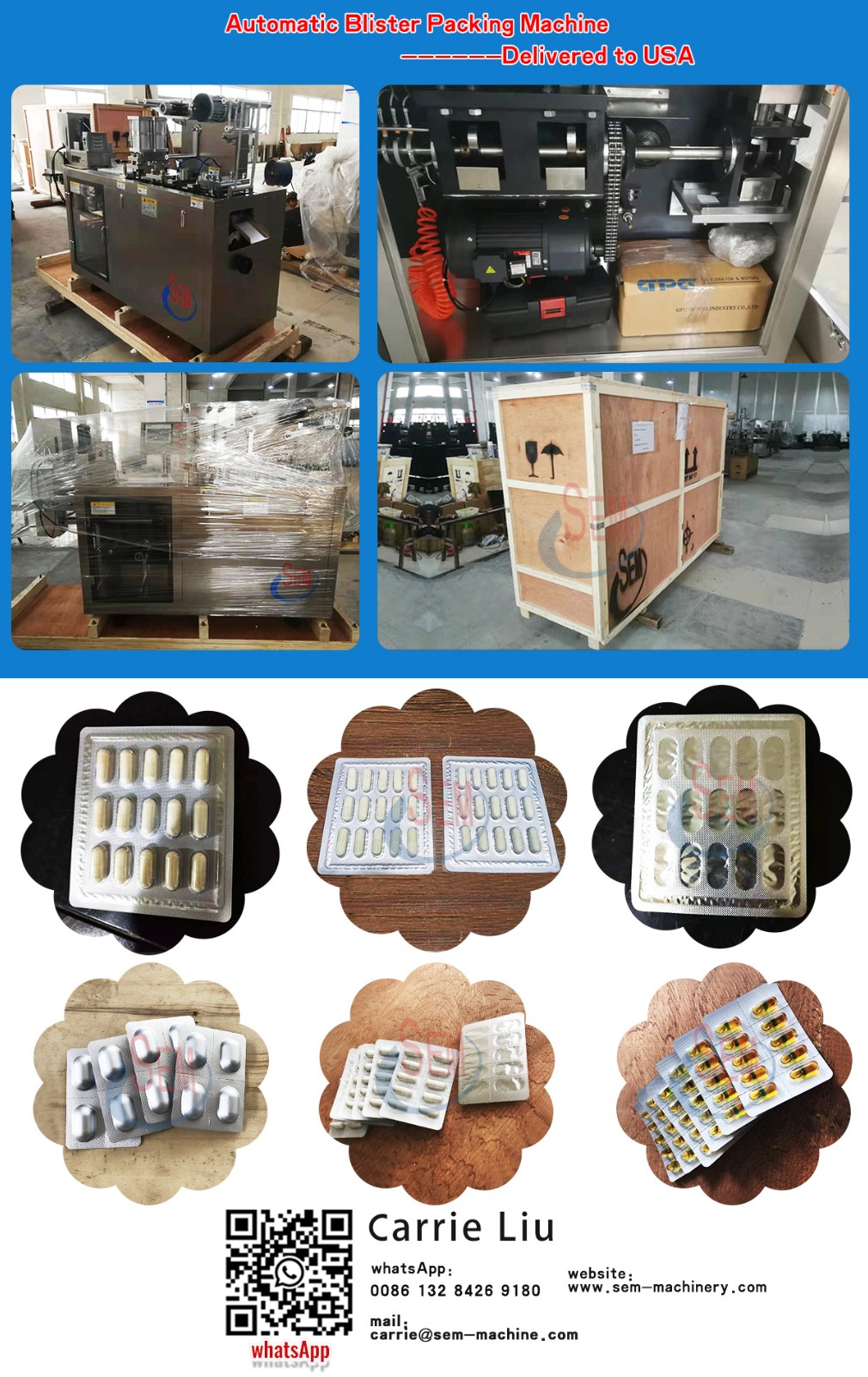 Automatic blister packing machine—delivered to USA