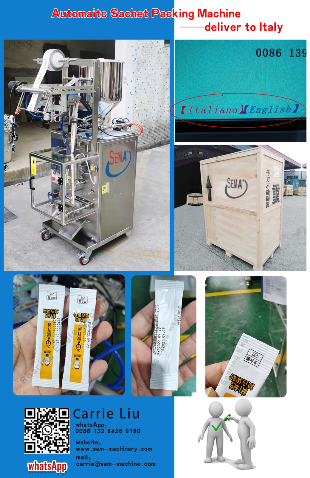 Automatic sachet packing machine  ——Deliver to Italy
