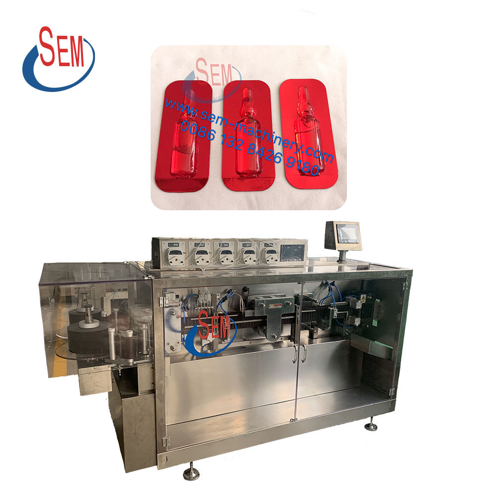 Automatic plastic bottle liquid filling sealing machine and labeling machine