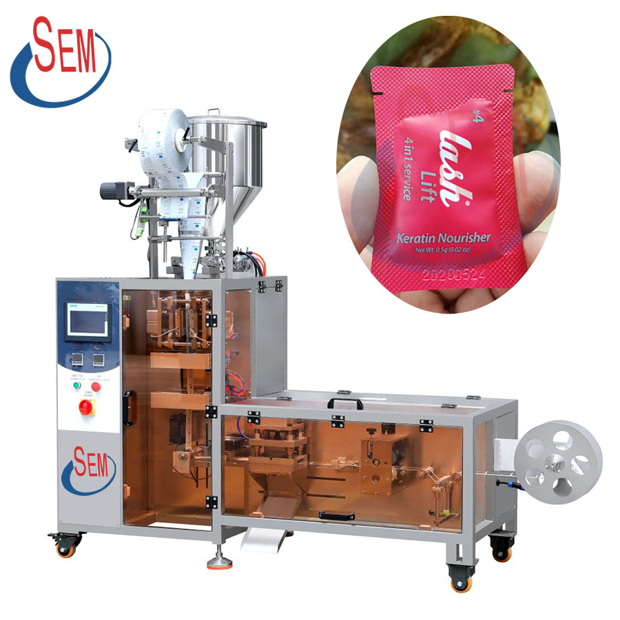 Cosmetic sample cream and shampoo filling packing machine