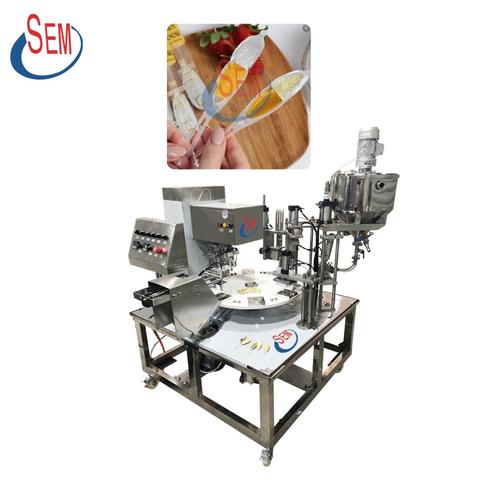 semi-automatic plastic honey spoon filling and sealing machine