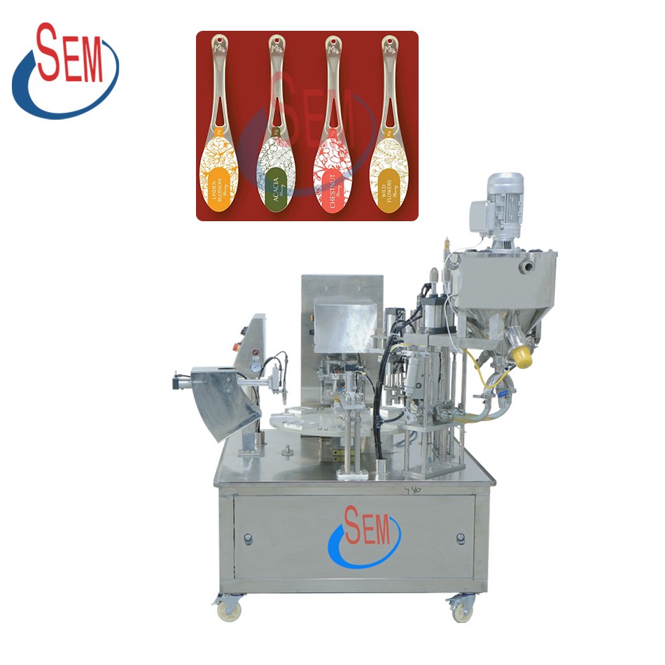 honey spoon machine filling and sealing machine plastic cup spoon wrapping packing machine