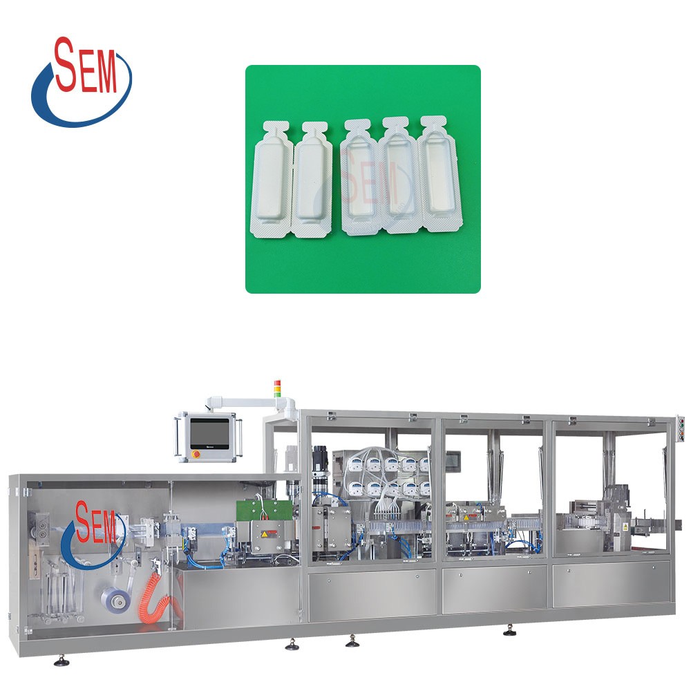 Automatic plastic ampoule liquid filling and sealing machine 