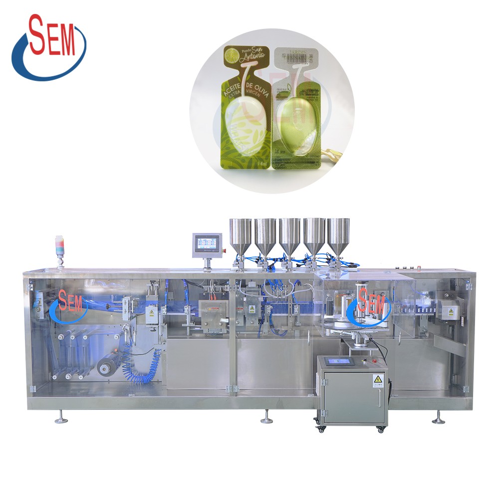 Automatic mini plastic olive oil ampoule forming, filling and sealing machine