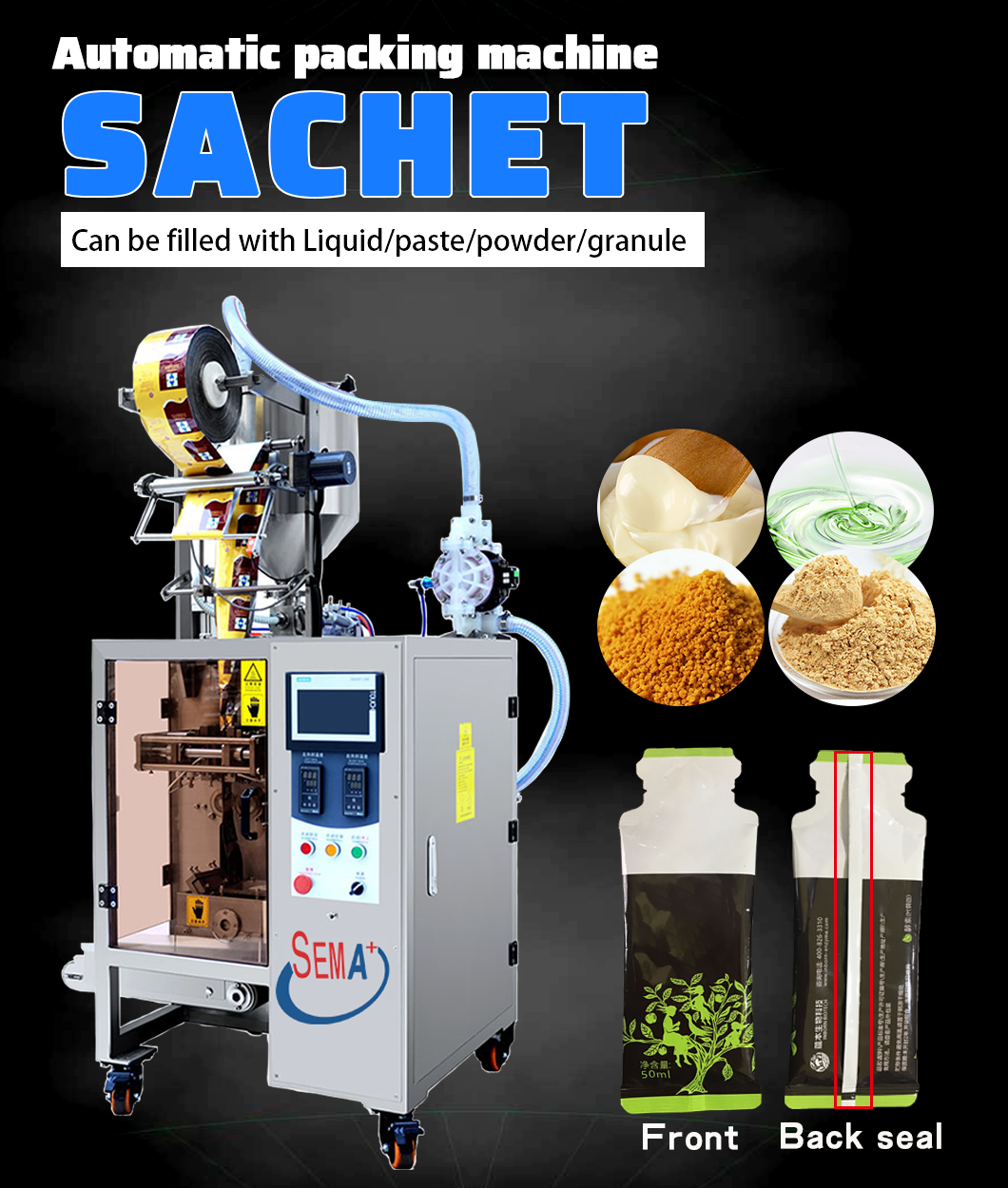 Automatic sachet packaging and sealing machine: