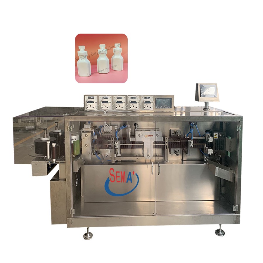 The equipment is a liquid packaging machine,and the product is olive oil.