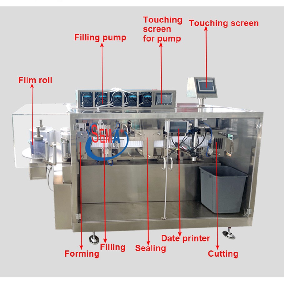 Date printing vial oral liquid filling and sealing machine with labeling machine