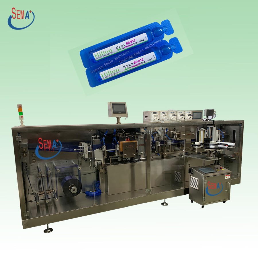 Automatic liquid continuous filling and sealing machine with labeling