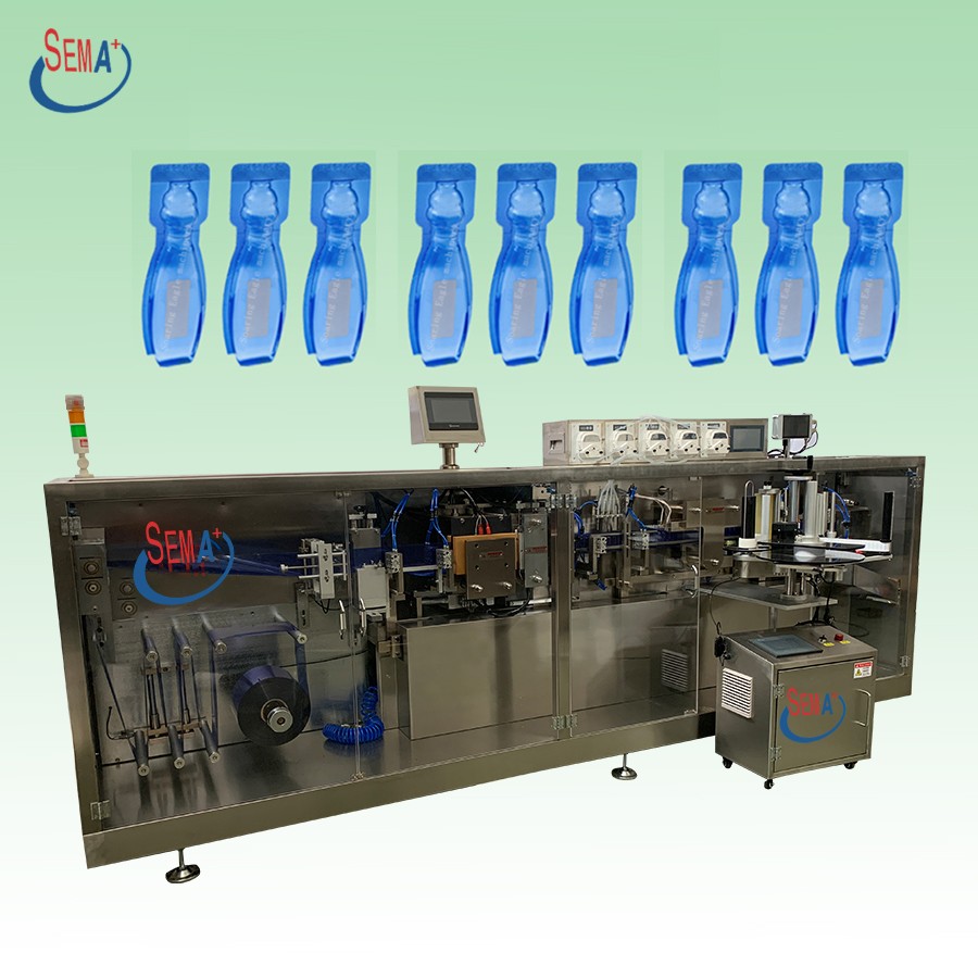 Automatic liquid continuous filling and sealing machine with labeling