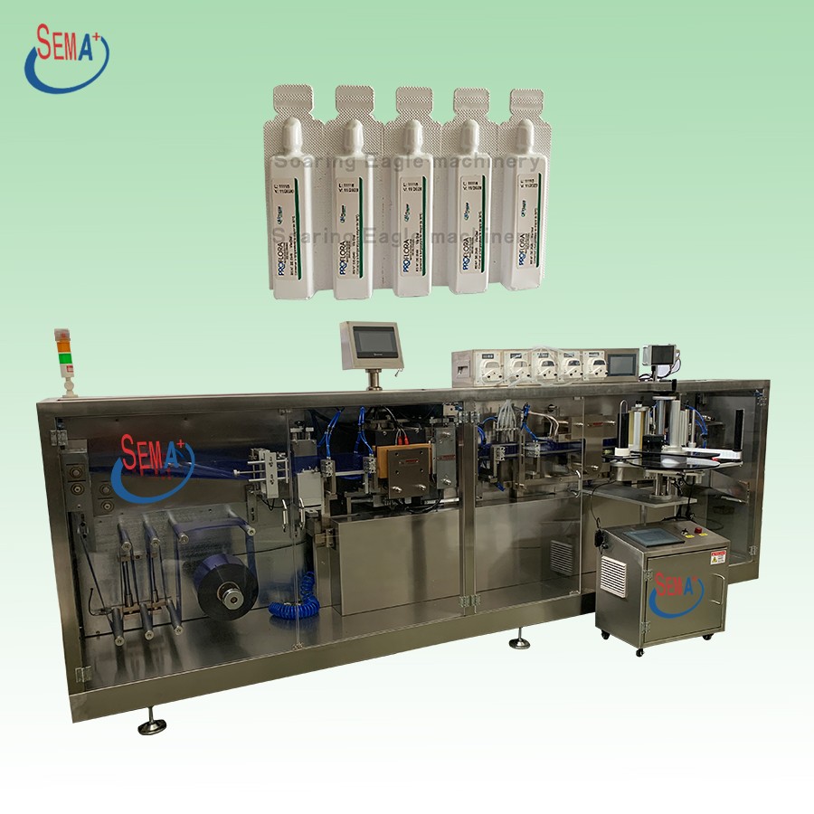 Fully automatic plastic ampoule filling and sealing machine for labelable oral liquid