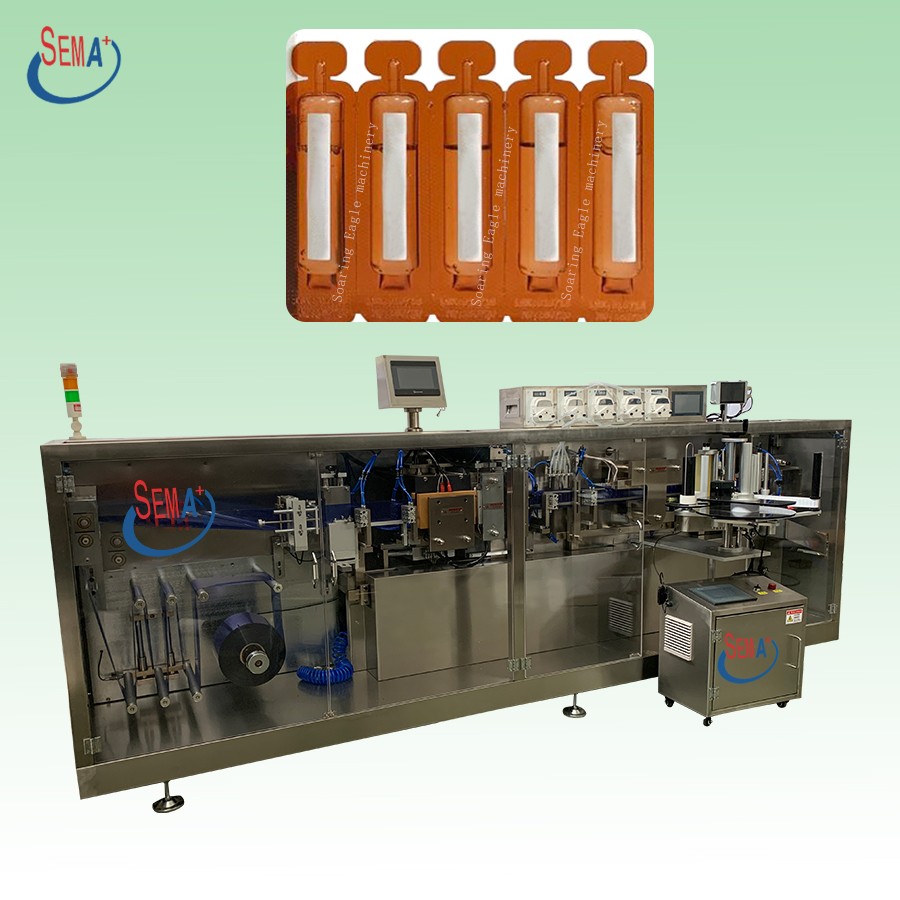 Fully automatic plastic ampoule filling and sealing machine for labelable oral liquid