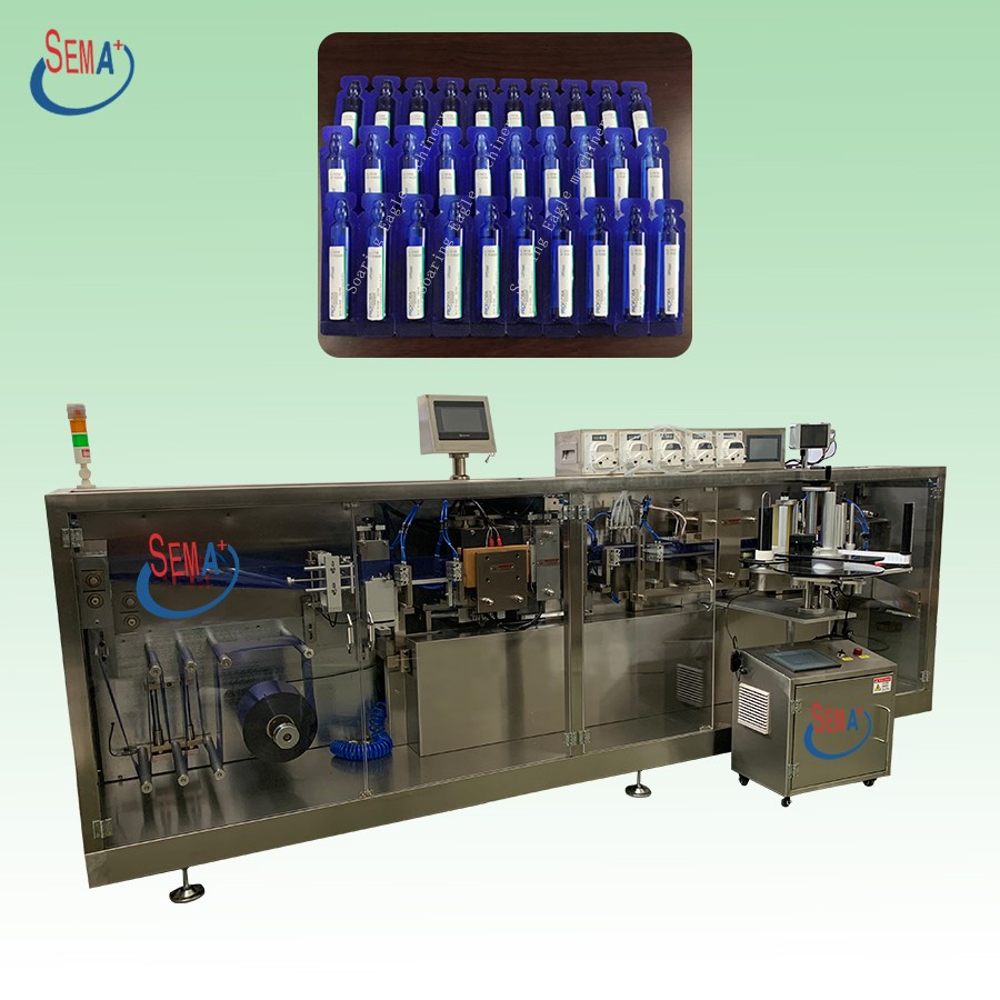 Automatic filling and sealing of plastic bottle packaging machine with labeling date printing and forming