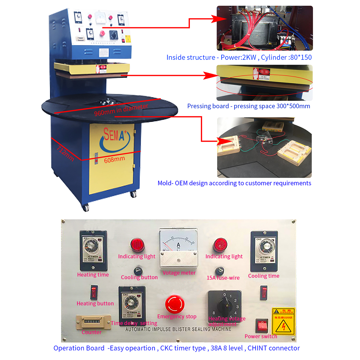Turntable heat sealing machine for plastic blister and clamshell