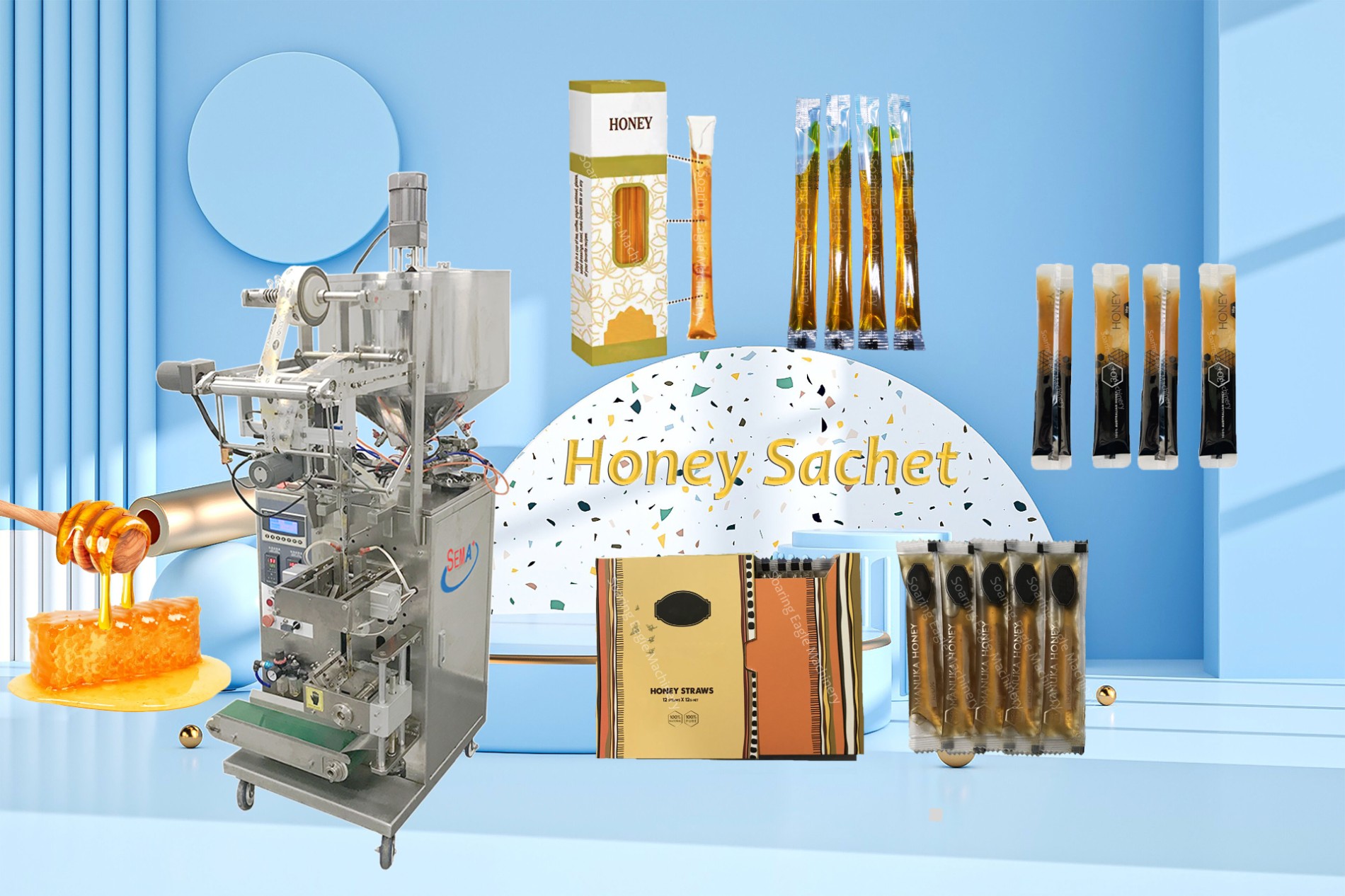 Automatic tomato sauce curry paste honey sachet liquid packaging machine stick honey packing machine