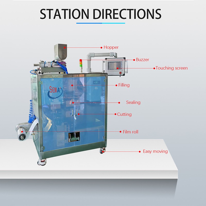 Snap open sachet packing machine