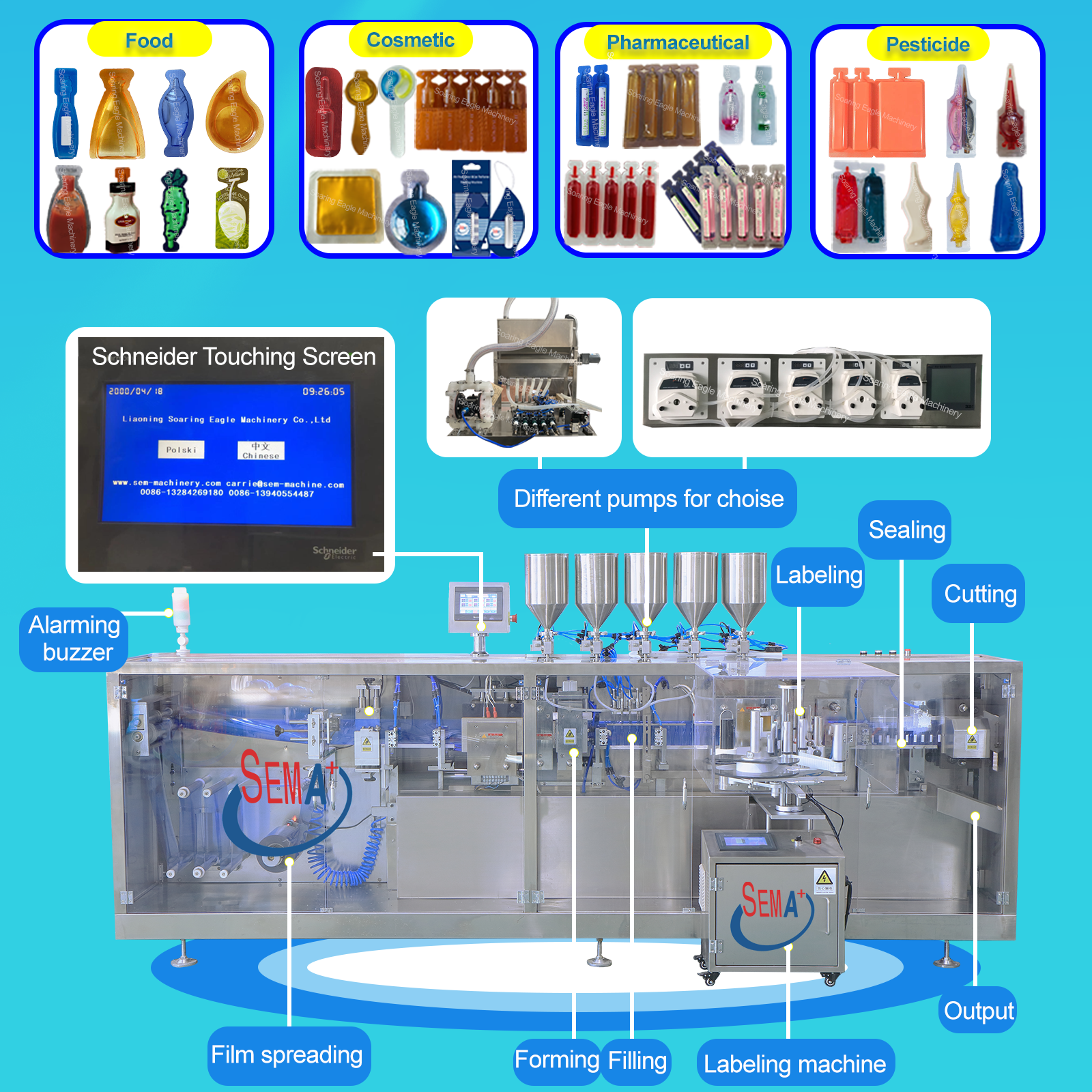 Olive oil liquid 14ml 9ml shaped liquid forming filling sealing packing machine with labeling machine