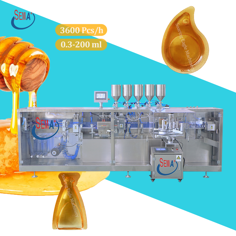 Honey liquid cute water drop bottle shape forming filling sealing packing machine