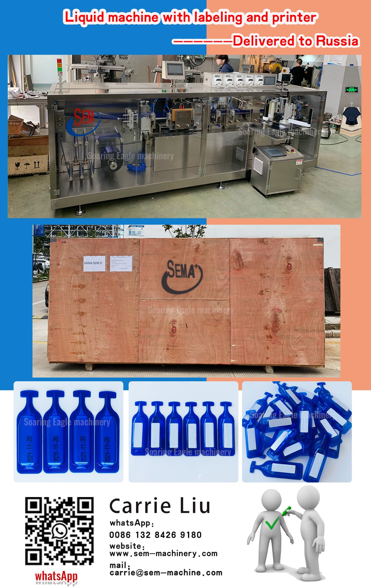 Liquid packing machine with labeling and printer——deliver to Russia