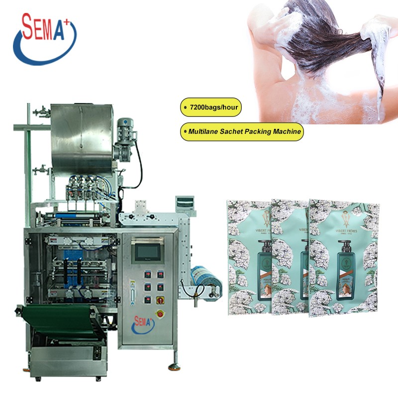 Automatic multilane liquid cream shampoo ketchup honey sachet packing machine