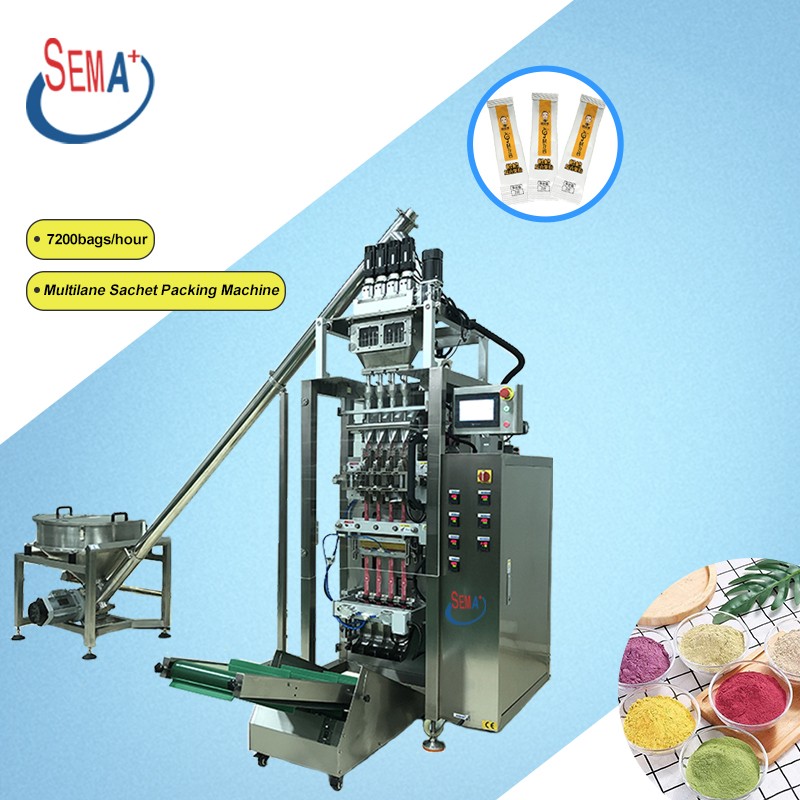 Back stick multilane milk coffee food fruit powder sachet packing machine