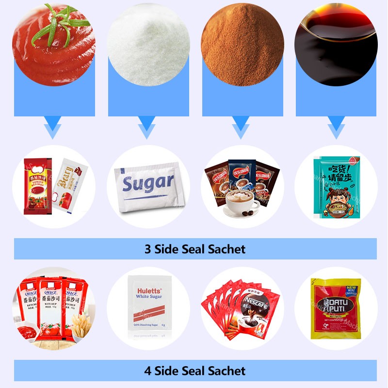 Back stick multilane milk coffee food fruit powder sachet packing machine