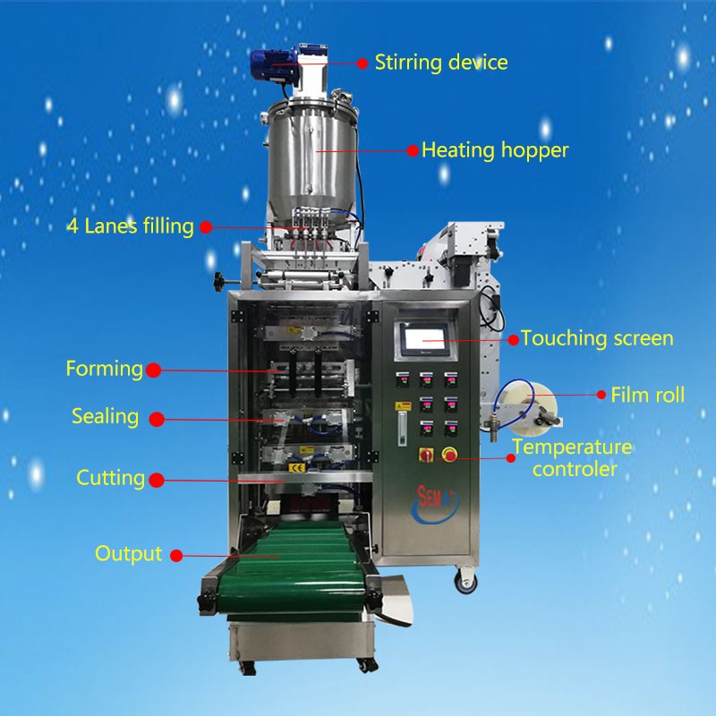 High speed liquid and cream multilanes four lanes sachet packing machine