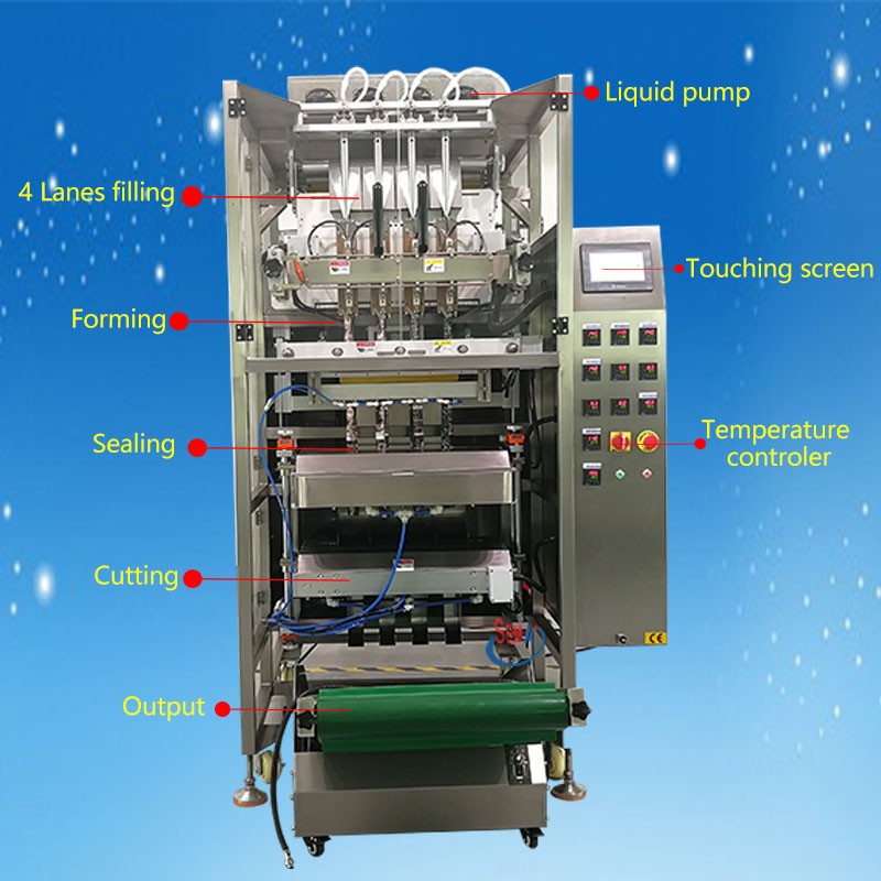 Automatically liquid mouthwash 4 6 8 lanes forming filling sealing sachet packing machine