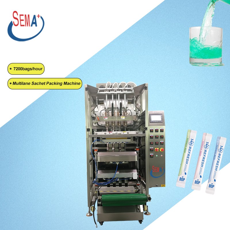 Automatically liquid mouthwash 4 6 8 lanes forming filling sealing sachet packing machine