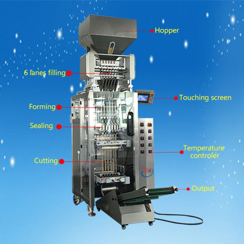 Multi lanes granule salt suger filling sachet packing machine