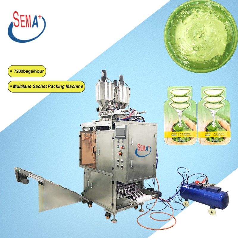 Multilanes 2 4 lanes shaped cosmetic liquid cream sachet packing machine 