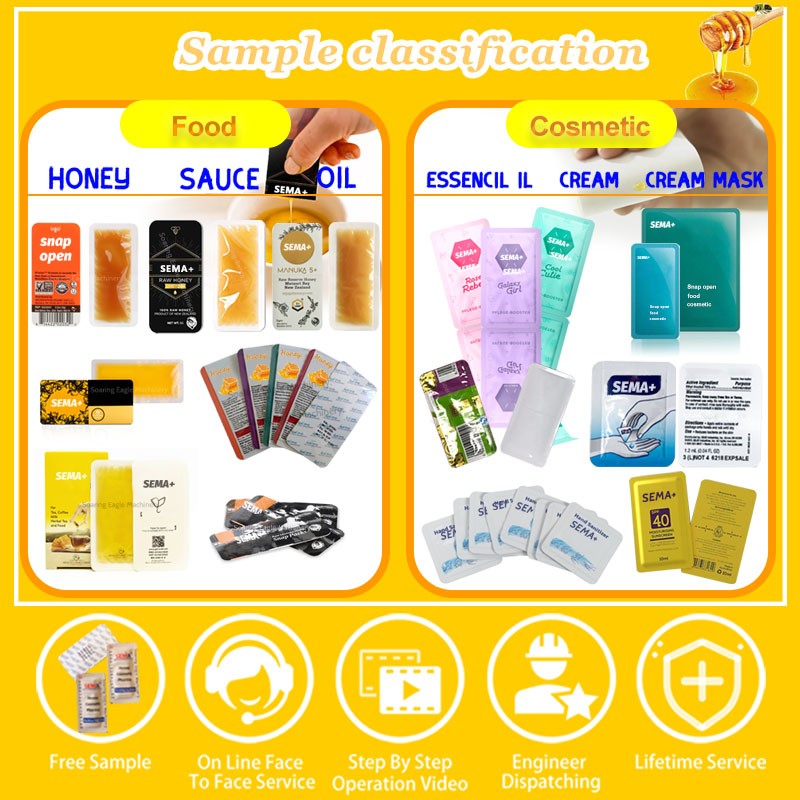 Honey folding snap liquid easy open packing machine with date number