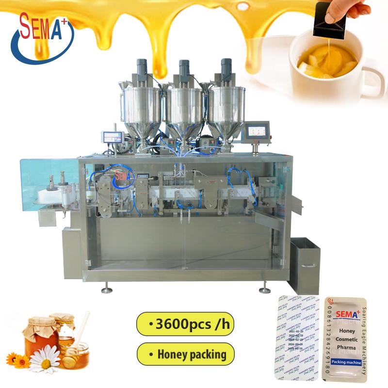 Honey folding snap liquid easy open packing machine with date number