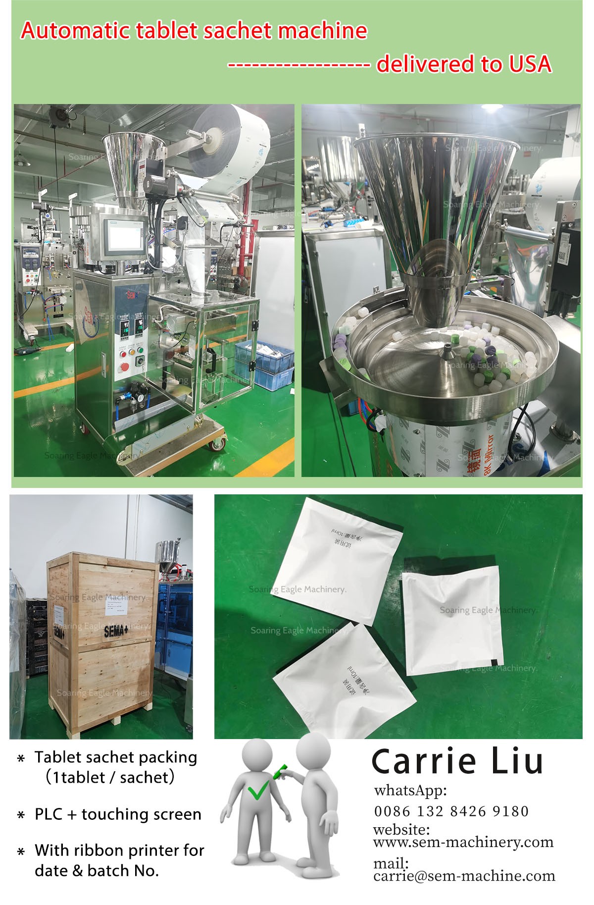 Automatic tablet sachet packing machine—— delivered to USA