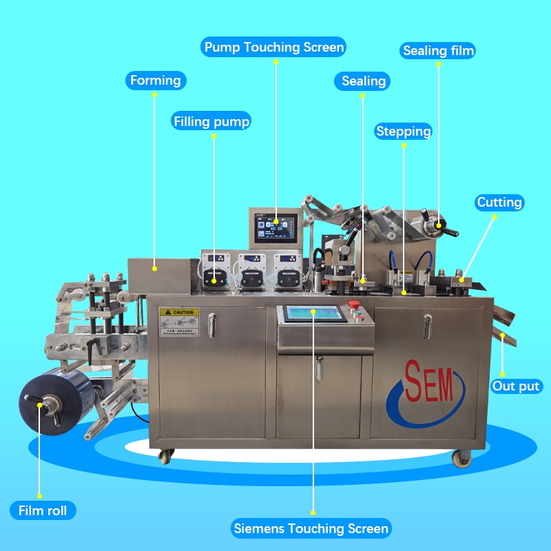 Automatic jam cream oil filling blister packaging machine with peristaltic pump