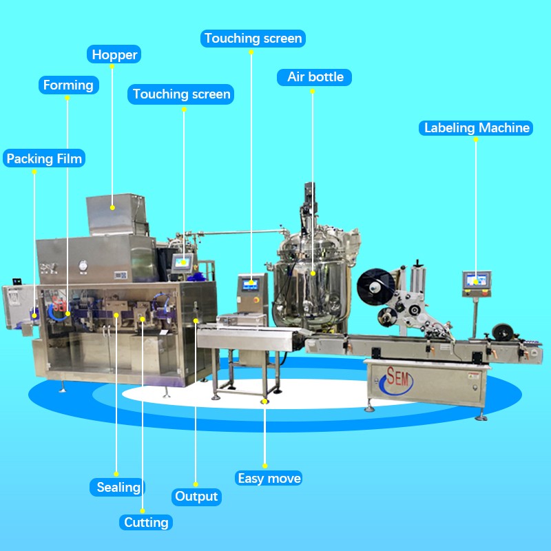 Automatic plastic ampoule filling machine with automatic weighing labeling and cartoning auxiliary equipment packaging line