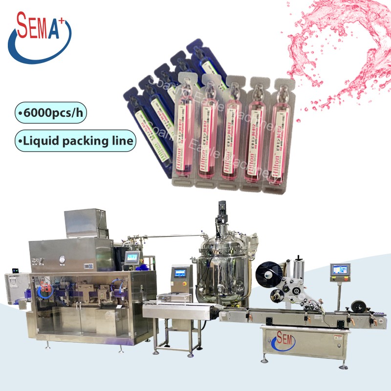 Automatic plastic ampoule filling machine with automatic weighing labeling and cartoning auxiliary equipment packaging line