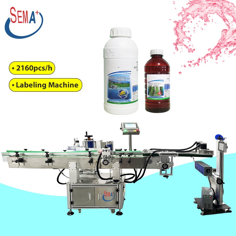 Automatic tube sticker labeler shampoo pesticide round bottle wrap around labeling machine