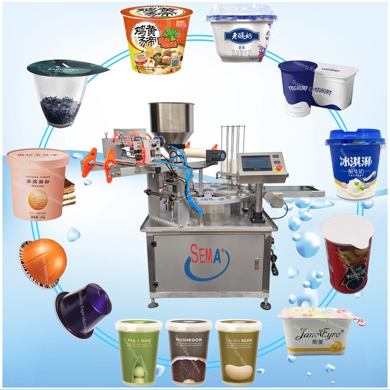 Rotating Cup Sealing Machine Ice Cream Yogurt honey Cup Filling Sealing Machine