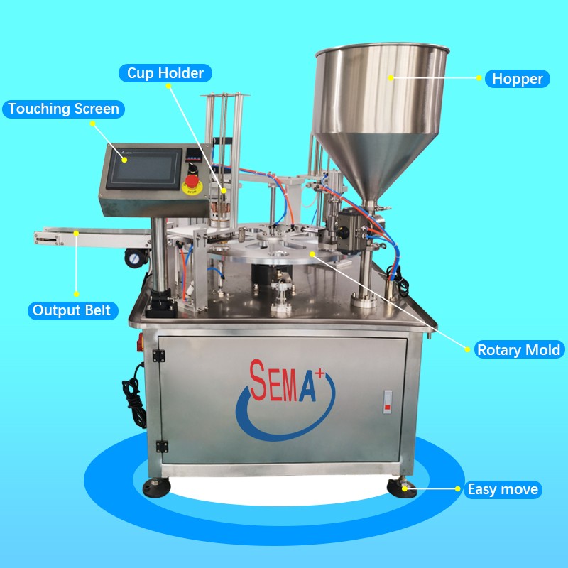 Automatic rotary jelly yoghurt cup filling and closing machine yogurt filling and sealing machine