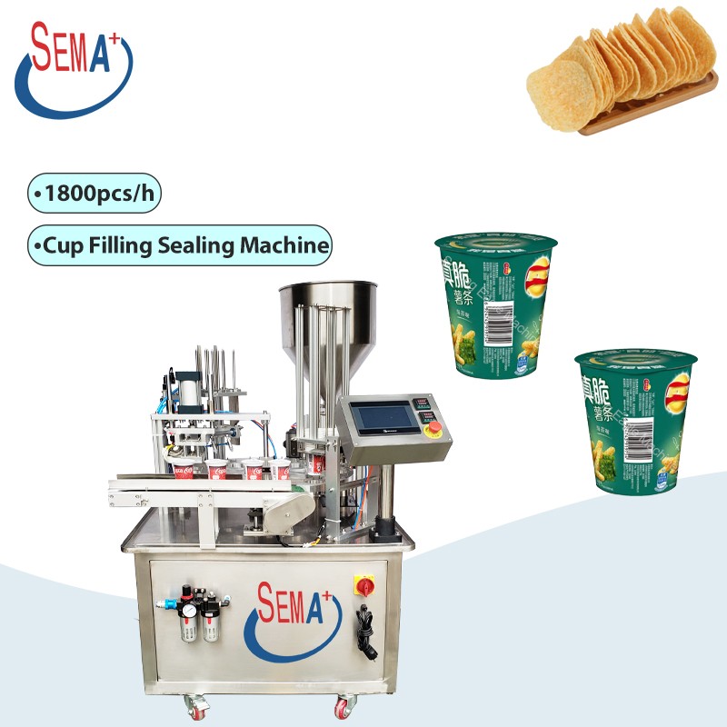 Rotary plastic and paper cup filling sealing machine automatic for sauce jam water juice yogurt