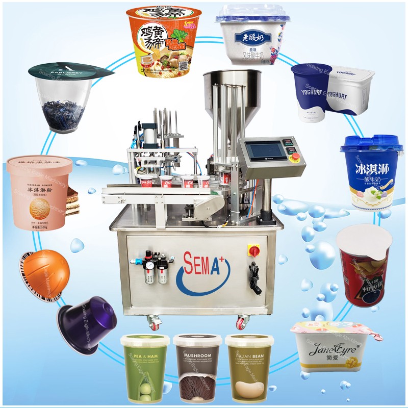 Customized automatic rice noodles food plastic cup filling sealing machine