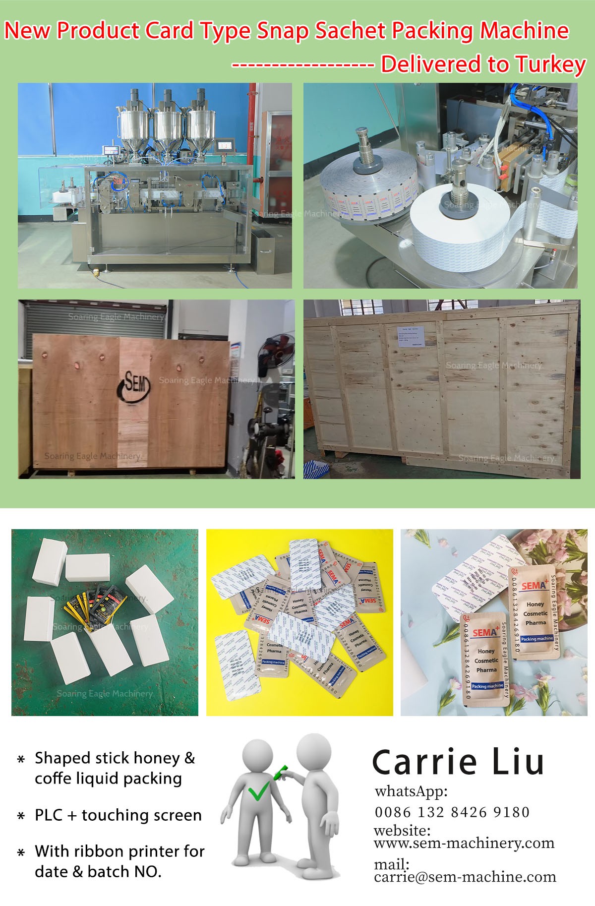 New product Card Type Snap Sachet packing machine——deliver to Turkey