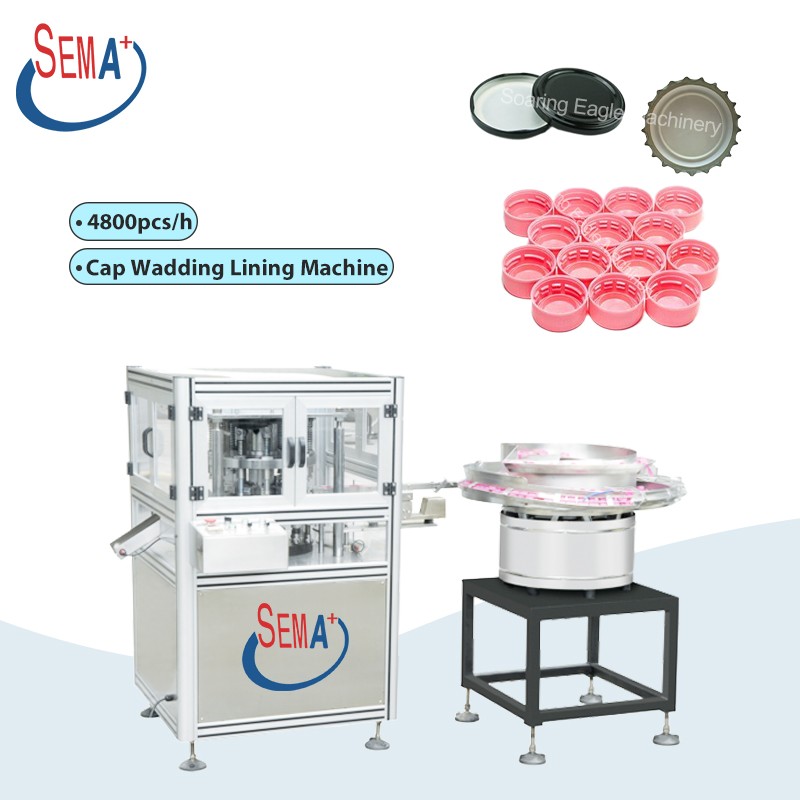 High speed automatic cap lining machine foil inserting wadding equipment flip cap liner machinery