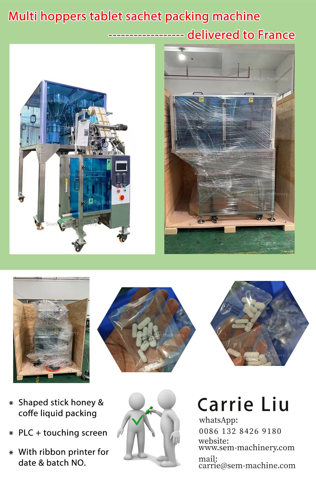 Multi hoppers tablet sachet packing machine——deliver to France