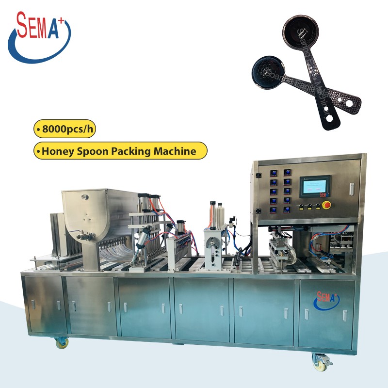 Automatic Cup Filling And Sealing Machine Honey Plastic Spoon Packing Making Machine Spoon