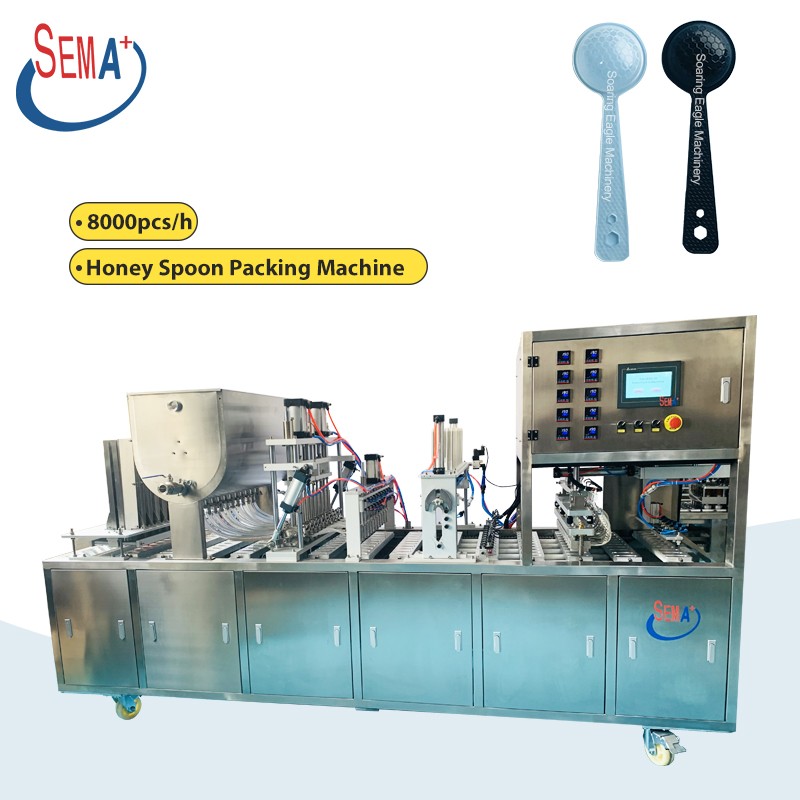 Automatic Cup Filling And Sealing Machine Honey Plastic Spoon Packing Making Machine Spoon