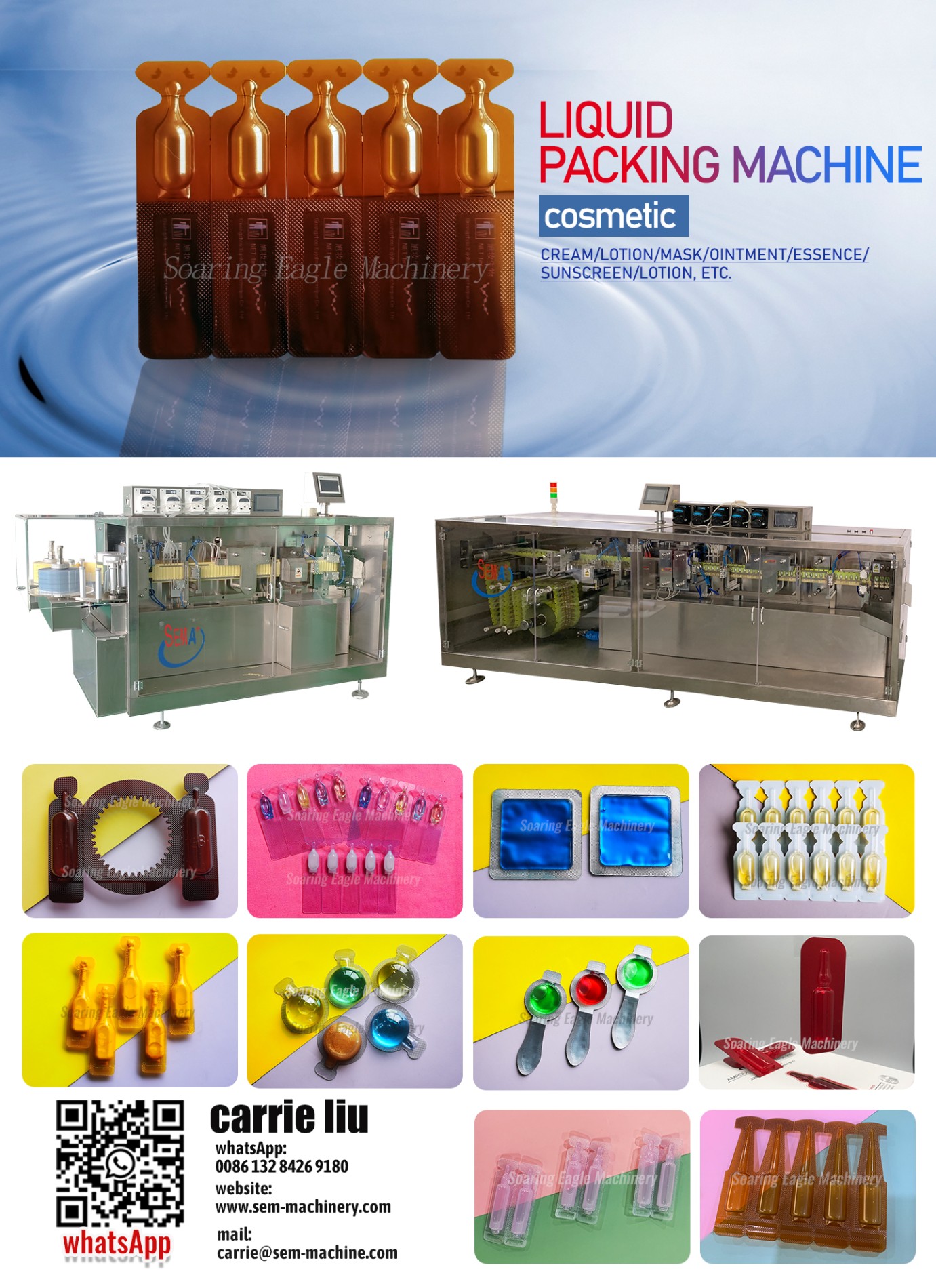 Cosmetic ampoule forming filling sealing machine